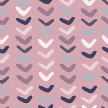 Check marks seamless pattern on pink background. Abstract doodle linear shape Illustrazione stock