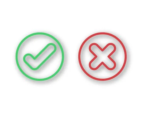 Check marks. Tick and cross vector icons. Yes and No symbols. Vector illustra Stock Illustration