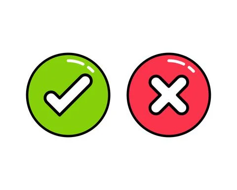 Check marks. Tick and cross vector icons. Yes and No symbols. Vector illustra Stock Illustration