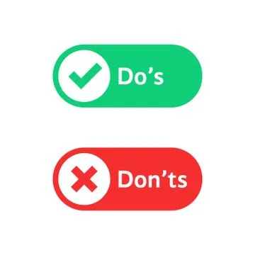 Check marks ui button with dos and donts Stock Illustration