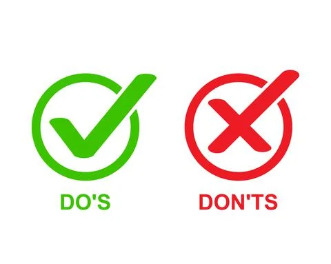Check marks ui button with dos and donts. flat simple style trend modern red  Stock Illustration