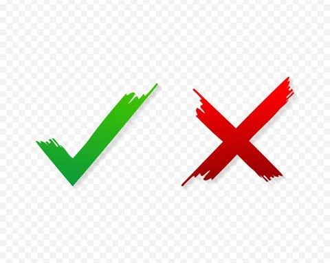 Check marks ui button with dos and donts. flat simple style trend modern red  Stock Illustration
