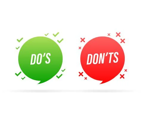 Check marks ui button with dos and donts. flat simple style trend modern red  Stock Illustration
