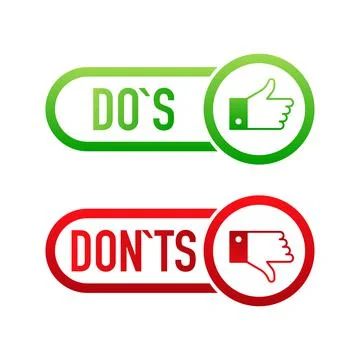 Check marks ui button with dos and donts. flat simple style trend modern red  Stock Illustration