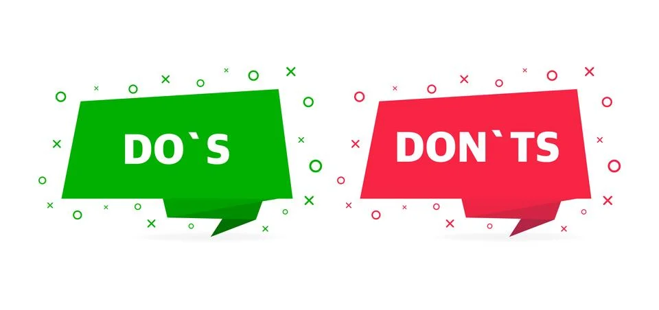 Check marks ui button with dos and donts. flat simple style trend modern red  Stock Illustration