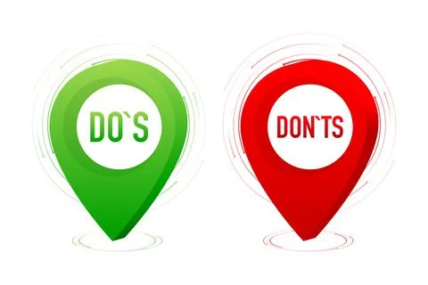 Check marks ui button with dos and donts. flat simple style trend modern red and Иллюстрация