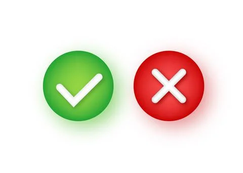 Check marks yes and no, check mark icon symbol. Vector stock illustration. Illustrazione stock