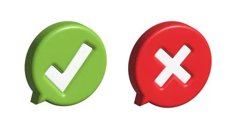 Check marks yes and no, check mark icon symbol. 3D stock illustration Stockillustratie