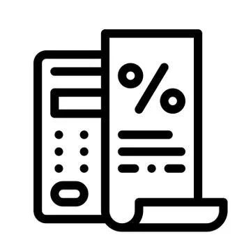 Check with Mathematical Interest Calculations Icon Vector Outline Illustration Stock Illustration