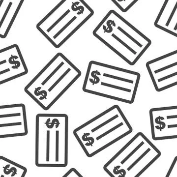 Check money seamless pattern background icon. Flat vector illustration. Check Illustrazione stock
