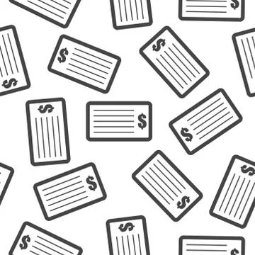 Check money seamless pattern background icon. Flat vector illustration. Check 스톡 일러스트