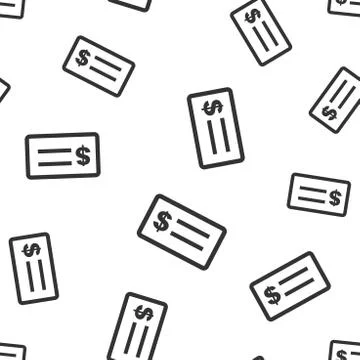 Check money seamless pattern background icon. Flat vector illustration. Check 스톡 일러스트