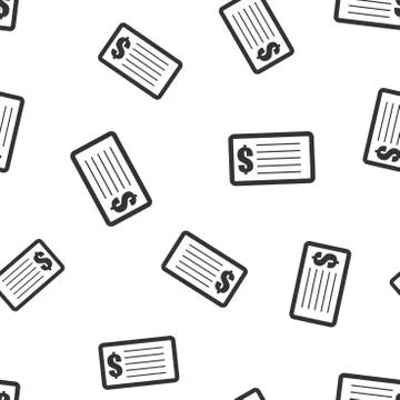 Check money seamless pattern background icon. Flat vector illustration. Check 库存插图