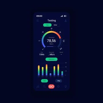 Check up network speed smartphone interface vector template 스톡 일러스트