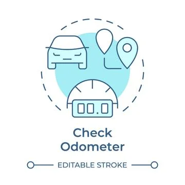 Check odometer soft blue concept icon Illustrazione stock