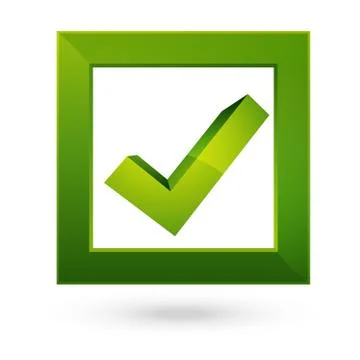 Check or right icon in squeare box geen light Stock Illustration