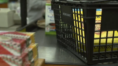 Check-out at a grocery store (1 of 9) Video stock 35164189