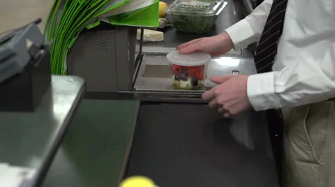 Check-out at a grocery store (4 of 9) Stock Footage 35163705