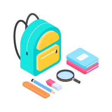 Check out this isometric illustration featuring modern colorful school Illustration