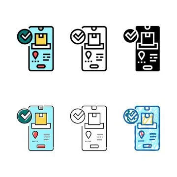 Check pack status phone app color icon vector Stock Illustration