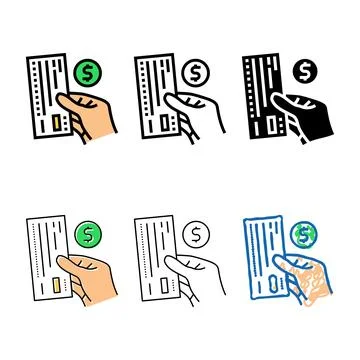 Check payment color icon vector types Stock Illustration