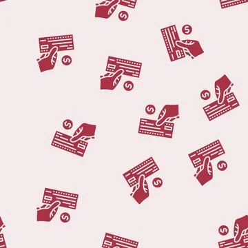 Check payment glyph seamless pattern Illustrazione stock