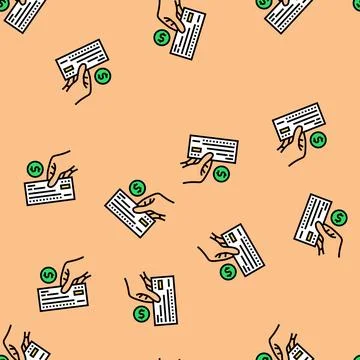 Check payment vector seamless pattern Stock Illustration
