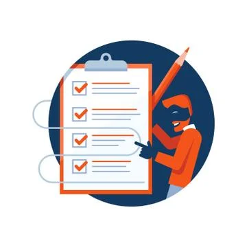 Check pencil man Stock Illustration