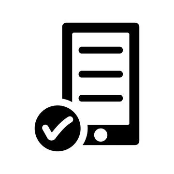 Check, phone, report, mobile test icon. Black vector graphics. Ilustración de archivo