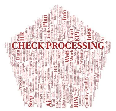 Check Processing typography word cloud create with the text only. Illustrazione stock