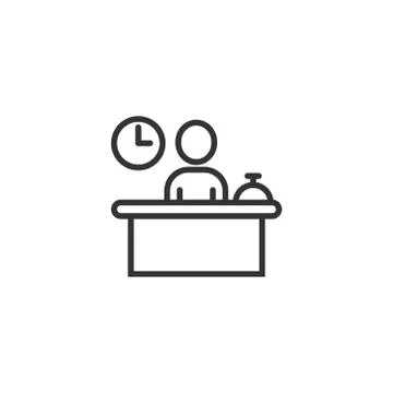 Check in reception icon in flat style. Booking service vector illustration on Stock Illustration