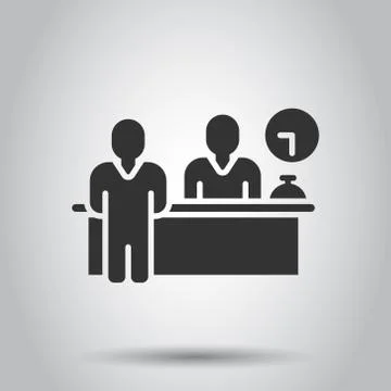 Check in reception icon in flat style. Booking service vector illustration on Stock Illustration