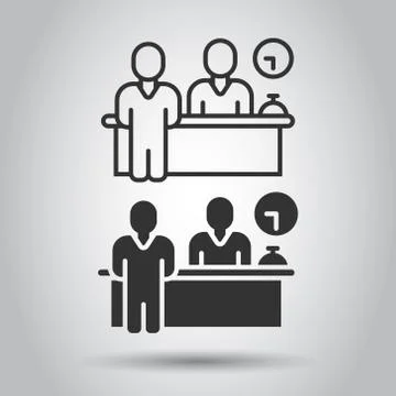 Check in reception icon in flat style. Booking service vector illustration on Stock Illustration