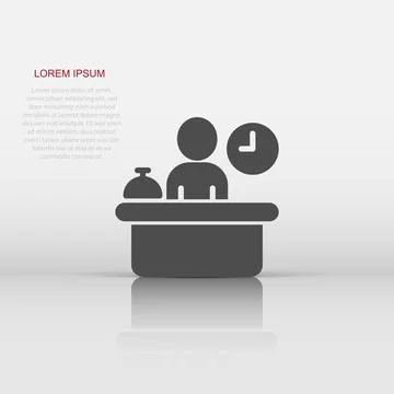 Check in reception icon in flat style. Booking service vector illustration .. Stock Illustration
