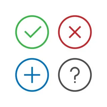 Check, Remove, Delete, Close, Add, Question, FAQ Icon in perfect pixel flat d Stock Illustration
