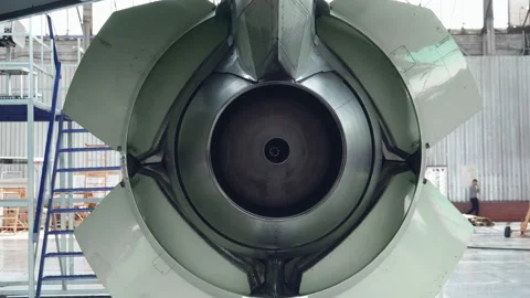 Check reverse the engine of a passenger plane Stock Footage 107284711