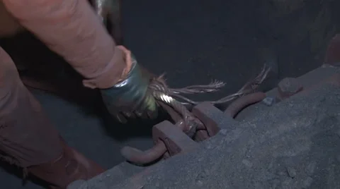 Check the rope in a mine Stock Footage 58015562