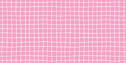 Check seamless pattern grid hand-drawn lines creating a playful background with Stock Illustration