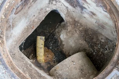 Check a sewerage system Foto stock