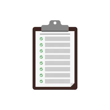 Check sheet with green checkmarks in flat Stock Illustration