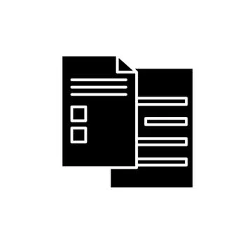 Check sheets black icon, vector sign on isolated background. Check sheets Illustrazione stock