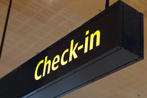 Check in sign Fotos Stock