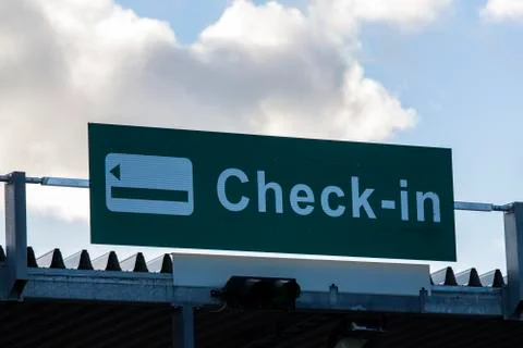Check in sign Stockfoto's
