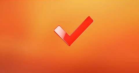 Check Sign Red 3d Icon Stock Footage
