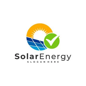 Check Solar logo vector template, Creative Solar panel energy logo design con Illustrazione stock