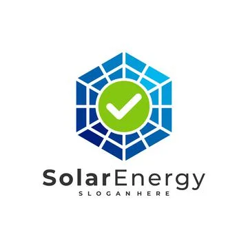 Check Solar logo vector template, Creative Solar panel energy logo design con Stock Illustration