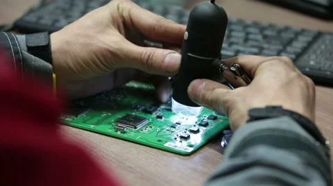 Check the soldering on the board Stock Footage 56179462