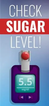 Check sugar level concept banner, cartoon style Illustrazione stock
