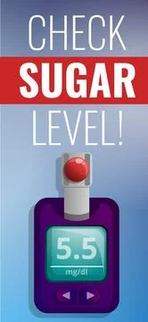 Check sugar level concept banner, cartoon style Illustrazione stock
