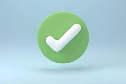 Check symbol in circle. 3d check mark icon isolated on white background. ch.. Stock Illustration